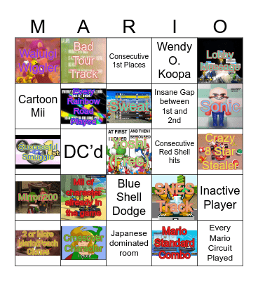 Mario Kart Bingo Card