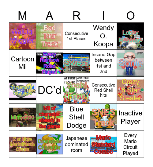 Mario Kart Bingo Card