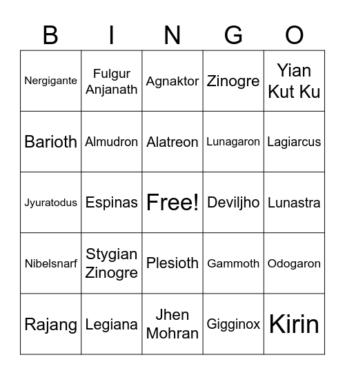 MH Wilds Returns Bingo Card