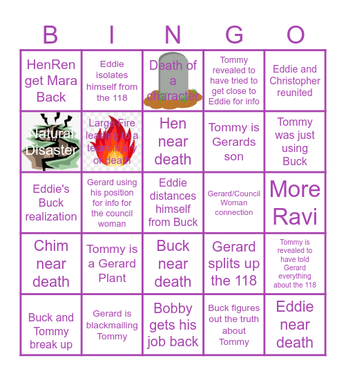 9-1-1 Season 8 Bingo Card