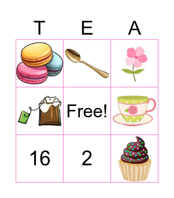 Tea Party Bingo Card