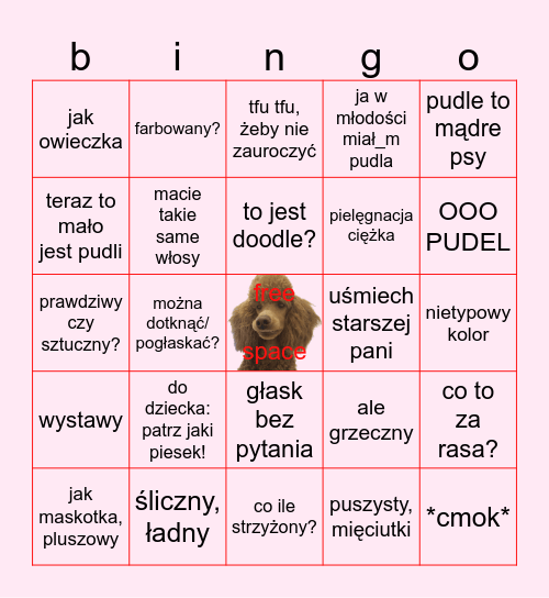 spacer z Dantem Bingo Card