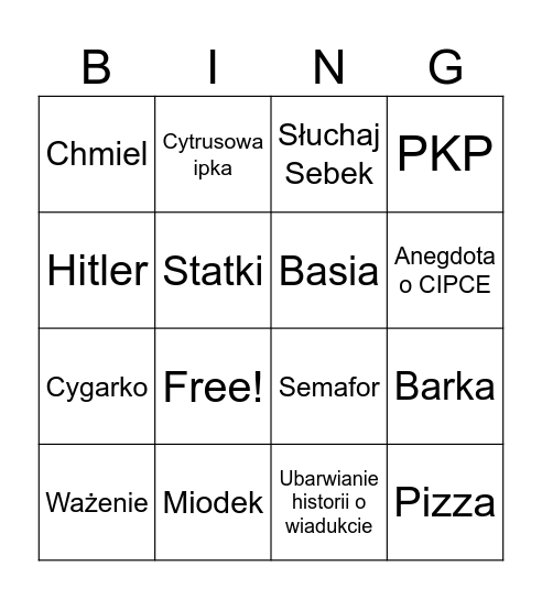 Dawid Bingo Card