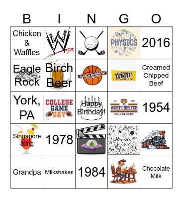 Ron's 70th Birthday Bingo Card