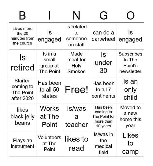 The Point Bingo Card
