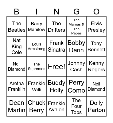 Music Bingo Card