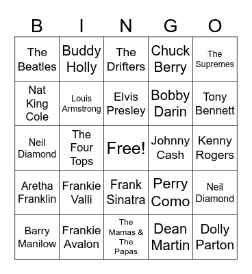 Music Bingo Card