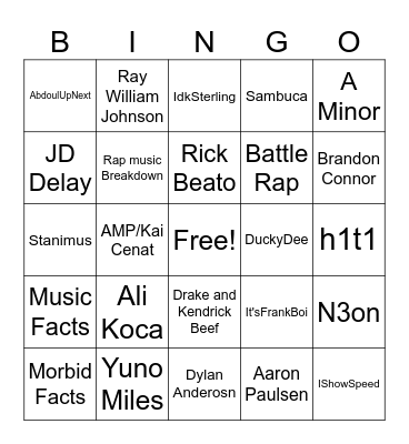 Youtube Shorts Bingo Card