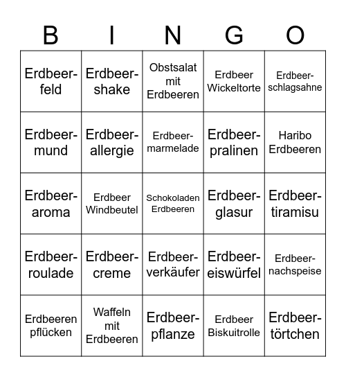 Erdbeere Bingo Card