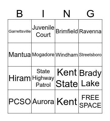 Police Department Bingo Card