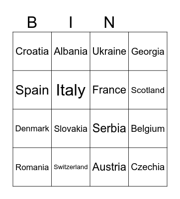 EURO 2024 Bingo Card