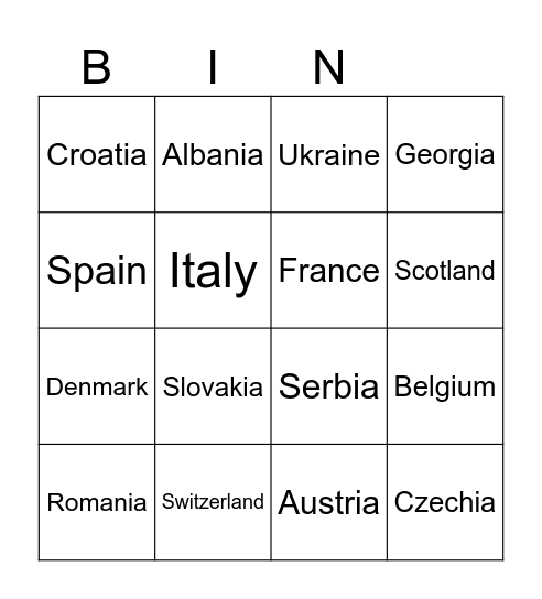 EURO 2024 Bingo Card