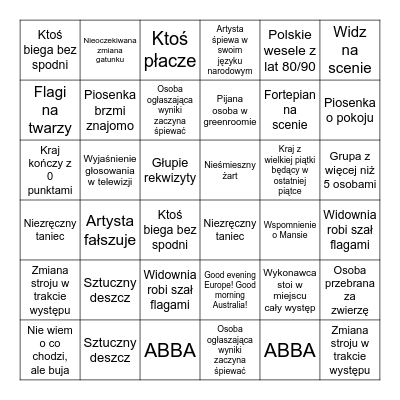 EurowizjA 2024 Bingo Card