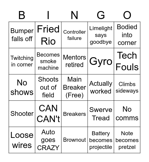 Red Hawk Bingo Card