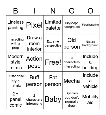 Art fight improvement bingo Card