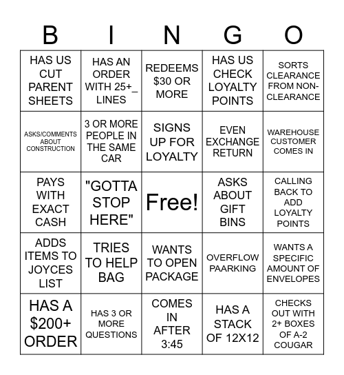 Untitled Bingo Card