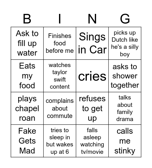 Emmie's bingo Card