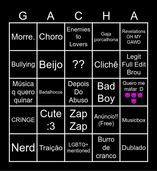 Gacha Bingo Card
