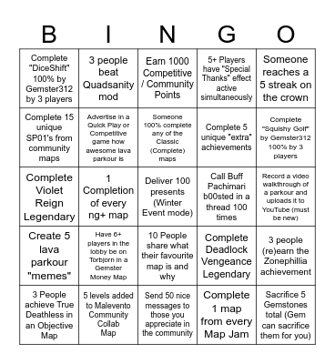 Anniversary 2024 Bingo Card
