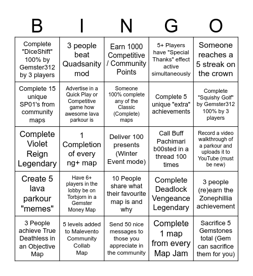 Anniversary 2024 Bingo Card