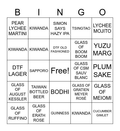 BAO BAO BINGO Card