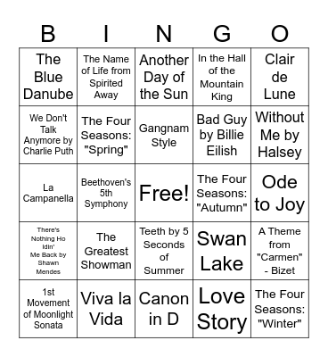 Musical Bingo! Bingo Card
