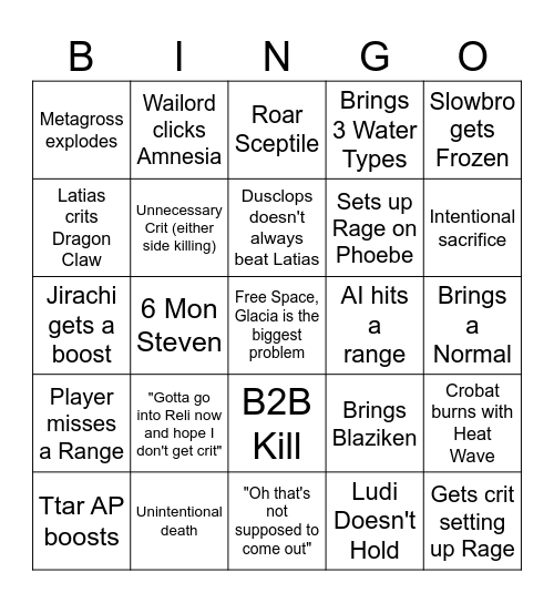 EK E4 Bingo Card Bingo Card