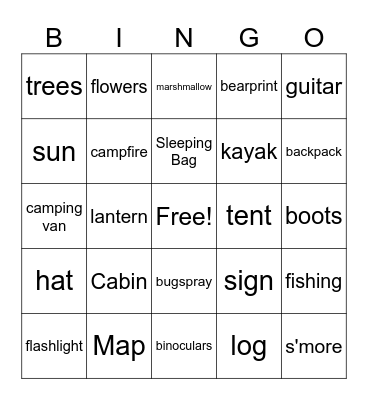 Camp In Bingo Card