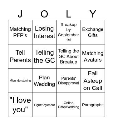 Jolly Bingo Card