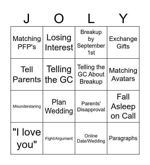 Jolly Bingo Card