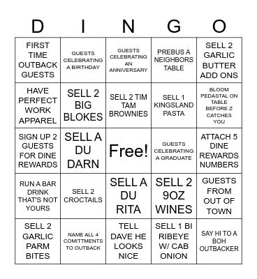 DINGO TIME!! Bingo Card