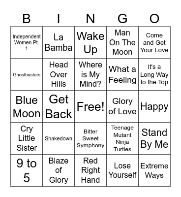 Movie Songs Bingo Card
