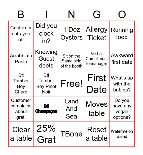 SERVER BINGO Card