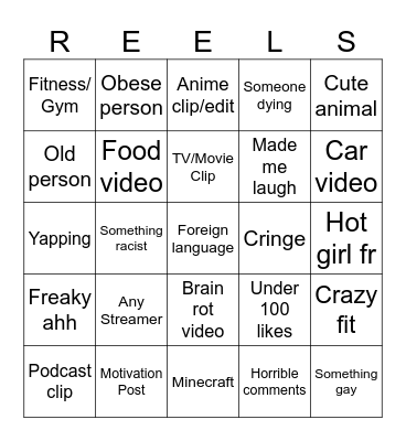 IG REELS BINGO Card