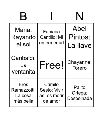 Carlingo Bingo Card