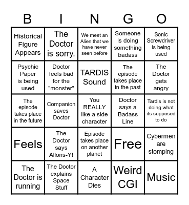 Doctor Who (Tennant Run) Bingo Card