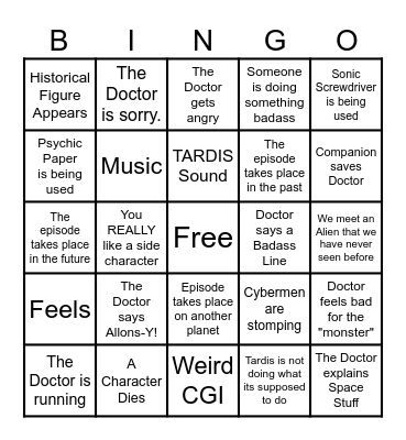 Doctor Who (Tennant Run) Bingo Card