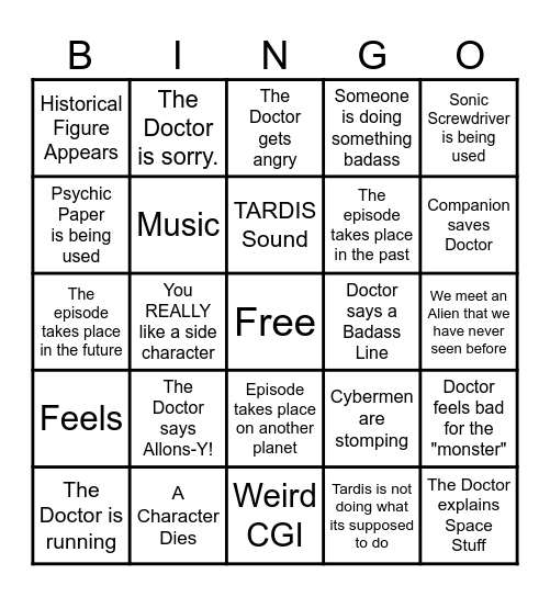 Doctor Who (Tennant Run) Bingo Card