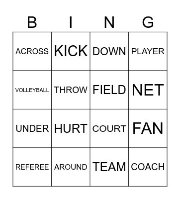 Sports Bingo Card