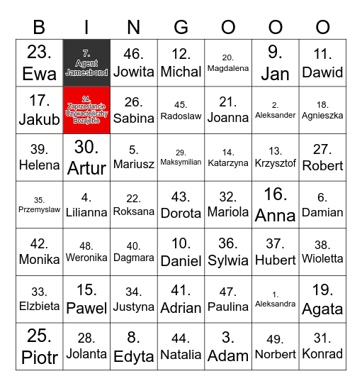 Name Bingo Card