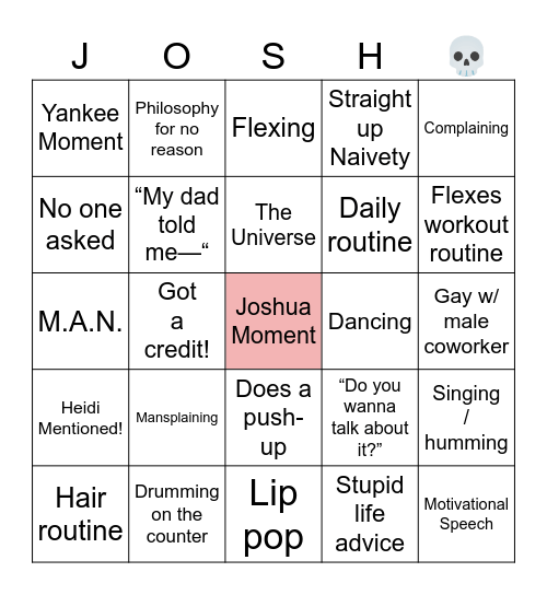 Joshua Bingo Card