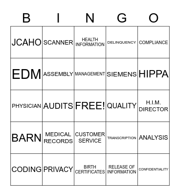 HEALTH INFORMATION WEEK  Bingo Card