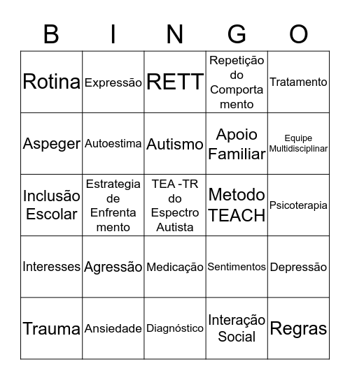 Bingo da Inclusão Bingo Card