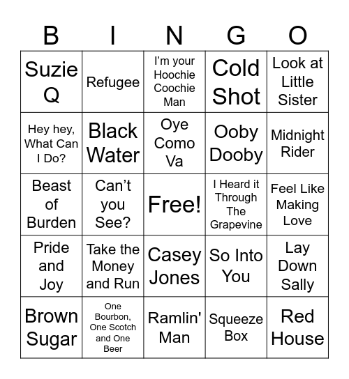 Boom Boom Bingo Card