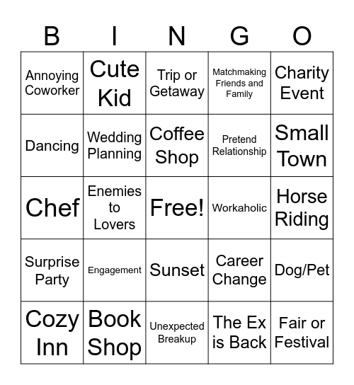 Hallmark Movie Bingo Card