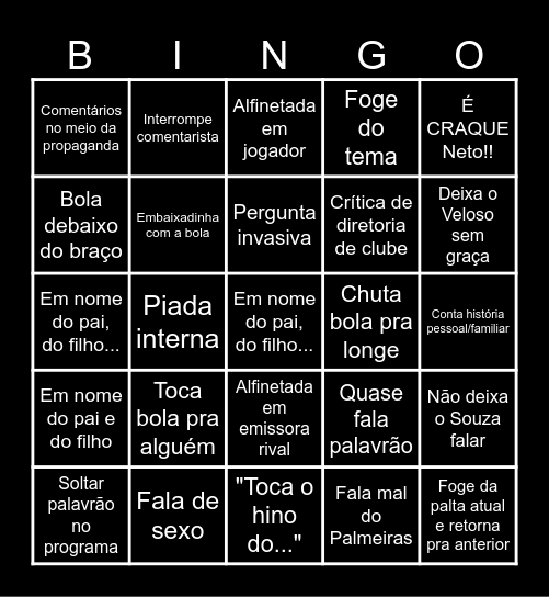 Bingo CRAQUE Neto Bingo Card