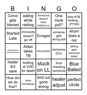 Debauchery TEA Experience Bingo Card