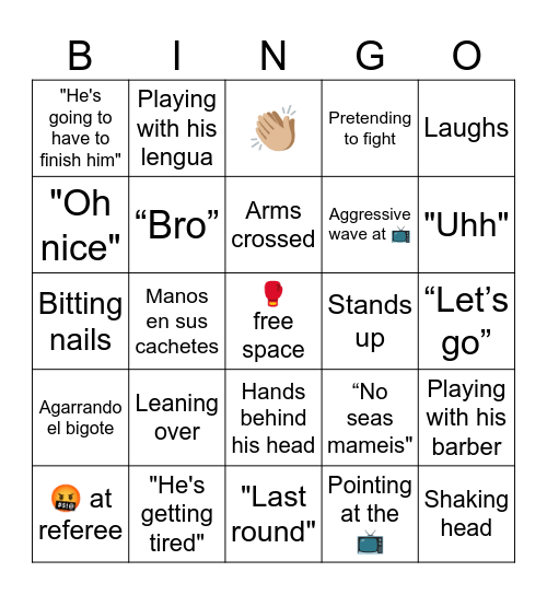 UFC Bingo Card