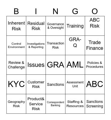 GRA Bingo Card