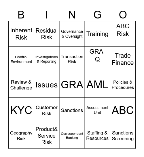 GRA Bingo Card